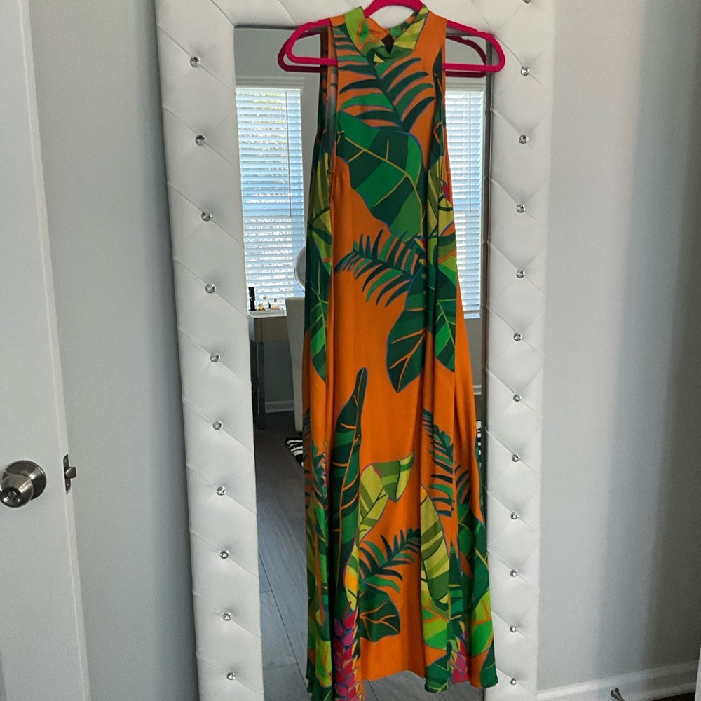 Farm Rio Tropical Leaf Print Maxi Dress